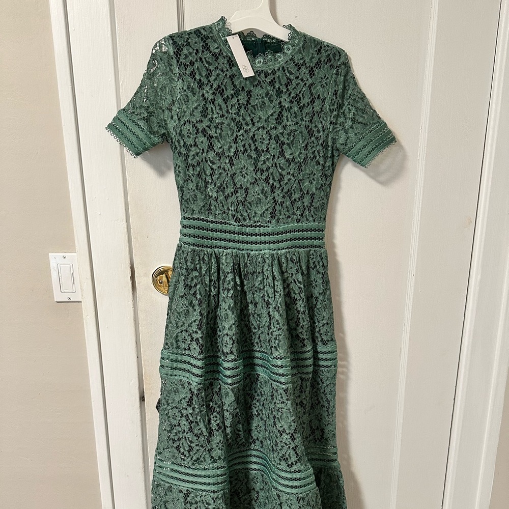 Baltic Born Green Lace Midi Dress